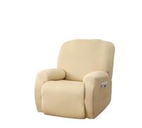 Housse Table De Jardin Housses de canapé couleur unie 4 pièces housses inclinables à siège unique housse nettoyage amovible avec poche latérale(Cream-yellow)