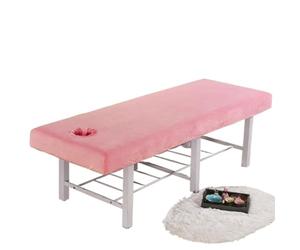 Housse Table De Massage Couvre-lit épais en velours cristal, couvre-lit de beauté, massage for hôpital, hôtel, salon(Rose,190X80CM)