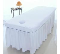 Housse Table De Massage Drap de lit beauté Draps salon traitement massage doux Spa couverture table SPA avec trou(White,60x90cm)