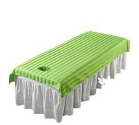 Housse Table De Massage Draps de lit de beauté for salons de beauté, couvre-lit de massage à usage spécialisé, draps de lit anti-rides avec/sans trous(Stripe green,115x200 with hole)