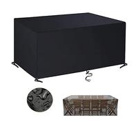 Housse Table Jardin Rectangulaire 205x90x76cm Noir 420D Tissu Oxford Housse de Protection Imperméable pour Meubles de Jardin Housse de Protection pour Salon de Jardin Bâche de Protection Étanche