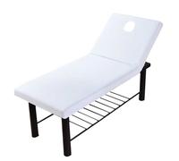 Housse Table Massage 1 housse de lit massage douce avec trou for la respiration du visage, drap-housse élastique for salon beauté, plusieurs couleurs(White)