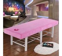 Housse Table Massage 190×80 cm avec Trou Velours de Cristal Epais Douceur Housse de Coussin de Massage Lavable Elastique for Spa Beauté et Salon du Visage(Rose)