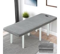 Housse Table Massage Avec Trou, Drap De Lit Massage Spa, Housse Table De Massage, Housse De Coussin De Massage Lavable, 80*190CM Drap De Lit De Massage Pour Toutes Tables De Massage Ou Traitement,Gris