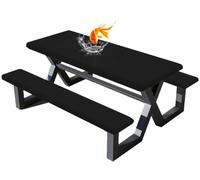 Housse Table Pique Nique avec Housses Banc (Lot de 3) Velours Hydrofuge