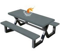 Housse Table Pique Nique avec Housses Banc (Lot de 3) Velours Hydrofuge