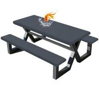 Housse Table Pique Nique avec Housses Banc (Lot de 3) Velours Hydrofuge