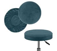 Housse Tabouret Bar Rond 2 Pièces Extensible Lavable Velours Anti-Poussière | Revêtement très doux, s'adapte au siège, protège du quotidien, entretien simple et rapide.(Deep Water Blue,36-48cm(14-19in))