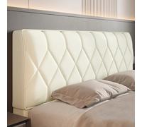 Housse Tête De Lit Extensible Couvre-Tête De Lit En PU Épais Doux Lavable Anti-Poussière Pour Lits Housse De Protection Nordique Pour Têtes De Lits Simples Et Doubles(Cream,190x60cm/75x24in)