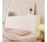Housse Tête Matelassée, Housse de Protection Lavable pour Lits Simples et Doubles King Size (70x160cm, Petit Plaid Beige)