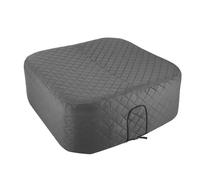 Housse thermique gonflable isolée pour jacuzzi, 145 x 145 cm, housse de spa imperméable avec tissu Oxford noir absorbant le soleil, 3 ports d'accès à la pompe pour une rétention de la chaleur toute