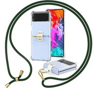 Housse tour de cou pour Samsung Galaxy Z Flip4 Housse claire avec cordon anneau Vert foncé