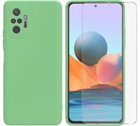 Housse Tpu Silicone Liquide Verte + Film Verre Trempé Pour Xiaomi Redmi Note 10 / Note 10s 4g - Protection Antichoc