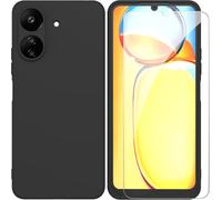 Housse Tpu Silicone Souple Ultra Premium + Film Protecteur En Verre Trempé Pour Xiaomi Redmi 13c (6,74"") - Protection Anti-Chocs Et Anti-Rayures, Noir