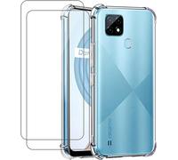 Housse Transparente Anti-Choc Avec Verre Trempé Pour Realme 7i/C12/Narzo 20 - Coque Tpu Souple Anti-Jaunissement, Protection 360° Et Bordures Renforcées