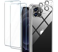 Housse Transparente Iphone 12 Avec 2 Verres Trempés 9h Et 2 Protège-Objectifs - Tpu Souple Antichoc, Confort Prise En Main Et Protection 360° Air Cushion
