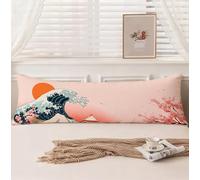 Housse Traversin 120 cm Japon Taie d'oreiller 40 x 120, Housse de Coussin Flots Taie de Traversin Super Doux Velour Protège Oreiller, Double Face Impression Oreiller pour Chambre Lit Canapé, Model165