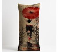 Housse Traversin 120x40 CM Imperméable Velours Taie d'oreiller 120 x 40 Japon Housse de Coussin Geisha Double Face Impression pour Jardin Salon Lit Canapé Decoration Maison Cadeau Femme KDZT-2394