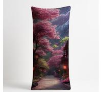 Housse Traversin 120x40cm Imperméable Lin Taie d'oreiller 120 x 40 Fleurs de cerisier Housse de Coussin Japon Double Face Impression pour Salon Lit Canapé Decoration Maison Cadeau Femme KDZT-1191