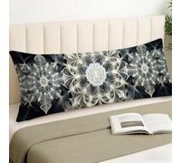 Housse Traversin 150 cm x 50 cm, Housse Coussin Mandala, Rêve Motif Velour Douce Double Face Impression Taie d'oreiller avec Fermeture Eclair Caché Oreiller pour Decoration Maison Cadeau Femme,Cod1436