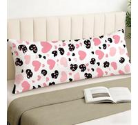 Housse Traversin 150 cm x 50 cm, Housse Coussin Rose, Amour Motif Velour Douce Double Face Impression Taie d'oreiller avec Fermeture Eclair Caché Oreiller pour Decoration Maison Cadeau Femme, Cod329