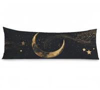 Housse Traversin 180 cm x 60 cm Housse Coussin Noir, Lune Motif Velour Douce Double Face Impression Taie d'oreiller avec Fermeture Eclair Caché Oreiller pour Decoration Maison Salon Chambre Lit,Model8