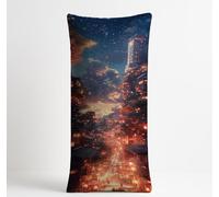 Housse Traversin 40x120cm Imperméable Lin Taie d'oreiller 40 x 120 Japon Housse de Coussin Vue nocturne Double Face Impression pour Jardin Salon Lit Canapé Decoration Maison Cadeau Femme KDZT-2032