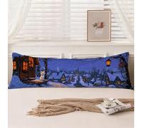 Housse Traversin 90 cm Hiver Taie d'oreiller 30 x 90, Housse de Coussin Paysage Taie de Traversin Super Doux Velour Protège Oreiller, Double Face Impression Oreiller pour Chambre Lit Canapé, Model903