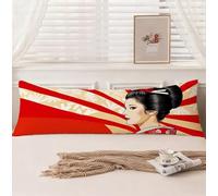 Housse Traversin 90 cm Japon Taie d'oreiller 30 x 90, Housse de Coussin Femme Taie de Traversin Super Doux Velour Protège Oreiller, Double Face Impression Oreiller pour Salon Chambre Canapé, Model300