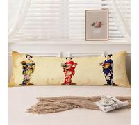 Housse Traversin 90 cm Japon Taie d'oreiller 30 x 90, Housse de Coussin Femme Taie de Traversin Super Doux Velour Protège Oreiller, Double Face Impression Oreiller pour Salon Chambre Canapé, Model414