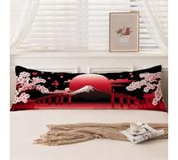 Housse Traversin 90 cm Japon Taie d'oreiller 30 x 90, Housse de Coussin Paysage Taie de Traversin Super Doux Velour Protège Oreiller, Double Face Impression Oreiller pour Chambre Lit Canapé, Model240