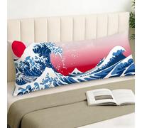 Housse Traversin 90 cm x 30 cm, Housse Coussin Japon, Flots Motif Velour Douce Double Face Impression Taie d'oreiller avec Fermeture Eclair Caché Oreiller pour Decoration Maison Cadeau Femme, Cod617