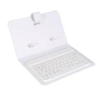Housse Universelle à Rabat pour Clavier Bluetooth sans Fil avec Support pour téléphones iOS/Android/Windows, Housse élégante pour Support Folio 2 en 1+Clavier Bluetooth 3.0 Amovible(Blanc)
