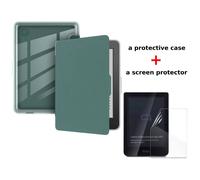 Housse universelle tablette tactile,Étui en cuir PU pour Kobo Clara Colour avec coque arrière en acrylique transparent e,vert foncé