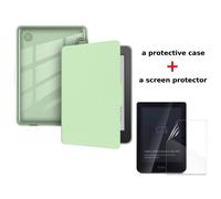 Housse universelle tablette tactile,Étui en cuir PU pour Kobo Clara Colour avec coque arrière en acrylique transparent e,vert