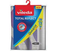 Vileda Total Reflect Housse pour planche à repasser, Reflète la chaleur et la vapeur pour un repassage rapide, Pas de condensation, Installation facile, pour tables 120-130 cm x 38-45 cm, Gris