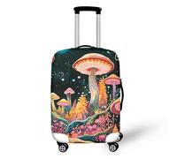 Housse Valise Champignons Rose Jaune Housse Protection Valise Polyester Spandex Elastique 18-32 Pouces Réutilisable Luggage Cover pour Vacances de Voyage (XL)