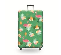 Housse Valise Flamingo Vert Ananas Housse Protection Valise Polyester Spandex Elastique 18-32 Pouces Réutilisable Luggage Cover pour Vacances de Voyage (XL)