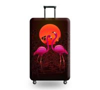 Housse Valise Orange Soleil Flamingo Housse Protection Valise Polyester Spandex Elastique 18-32 Pouces Réutilisable Luggage Cover pour Vacances de Voyage (L)