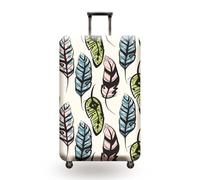 Housse Valise Plumes Bleues Rose Housse Protection Valise Polyester Spandex Elastique 18-32 Pouces Réutilisable Luggage Cover pour Vacances de Voyage (L)