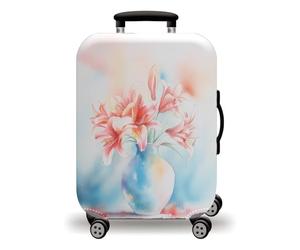 Housse Valise Protection L Vase Bleu Adultes Enfant Elastique Housse,Zippé Résistant Robuste Couverture Protege Valise De Voyage Soute,Lavable,Réutilisable