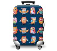 Housse Valise Xl Hibou Coloré Adultes Enfant Elastique Housse,Zippé Résistant Robuste Couverture Protege Valise De Voyage Soute,Lavable,Réutilisable