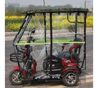 Housse Velo Auvent Transparent pour Moto Adulte, Housse Réfléchissante pour Toit De Tricycle avec Bande D'avertissement, Housse Toutes Saisons pour Tricycle Électrique(Green)