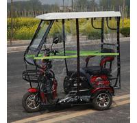 Housse Velo Auvent Transparent pour Moto Adulte, Housse Réfléchissante pour Toit De Tricycle avec Bande D'avertissement, Housse Toutes Saisons pour Tricycle Électrique(White)