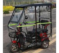 Housse Velo Auvent Transparent pour Moto Adulte, Housse Réfléchissante pour Toit De Tricycle avec Bande D'avertissement, Housse Toutes Saisons pour Tricycle Électrique(Black)