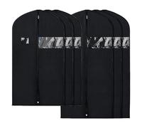 Housse Vetements à Suspendre, 6 Pièces Housses de Vêtements, Housse Costume Homme Robes Chemises, avec Fenêtre Transparente, Imperméables Respirantes pour Rangement, 100x60cm et 120x60cm, Noir