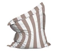 Housse vide de pouf rayé XXL imperméable 180x145 cm taupe et blanc - Oviala