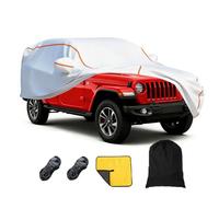 Housse Voiture Anti-UV, Anti-Vent et Anti-poussière avec Fermeture Éclair Latérale Bache pour Voiture,Silver-FitWrangler4-Door2006-2025