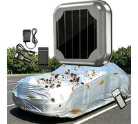 Housse Voiture Automatique Solaire avec Télécommande,Bâche Voiture Rétractable ImperméAble,RéSistante Au Soleil Nouvelle, Abri Voiture Portable pour Suv Berline Parking Extérieur Silver-YXXL
