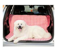 Housse voiture chien pour Alfa Romeo Tonale 965 2022-2023 (Upper Deck) | Tapis de protection siege arriere imperméable,couverture coffre animaux,tissu résistant lavable,motif carreaux rouge